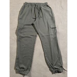 ALLIE ROSE Women's Black Lightweight Green Joggers Cargo Size Medium